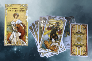 Золотое Таро Уэйт Арт-Нуво Golden Art Nouveau Tarot с золотым тиснением 